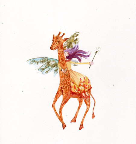 Angel Riding Giraffe - Framed Prints