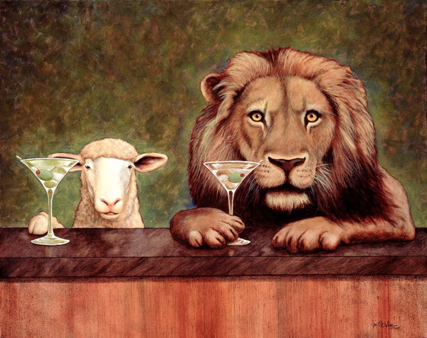 The Lamb And The Lion Enjoying Together - Canvas Prints