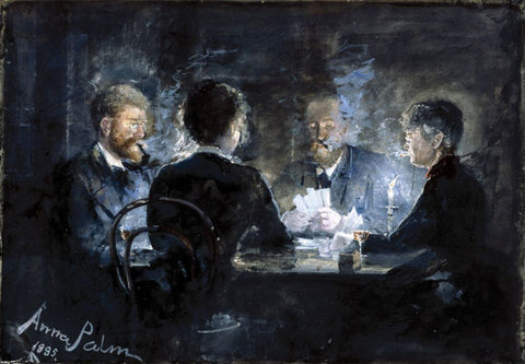 A game of Lhombre in Brøndums Hotel - Anna Palm - Large Art Prints by Anna Palm