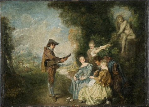 The Love Lesson - Canvas Prints by Antoine Watteau