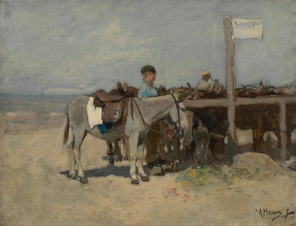Donkey Stand on the Beach at Scheveningen - Anton Mauve - Art Prints