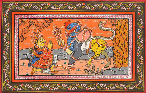 Arjuna Saluting Navagunjara - A Composite Figure (Krishna) During His Stay in Khandava Forest - Canvas Prints