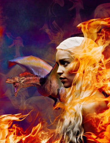 Art From Game Of Thrones - Mother Of Dragons - Daenerys Targaryen - Large Art Prints