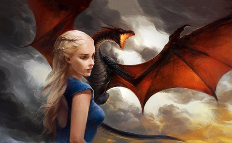 Art From Game Of Thrones - Mother Of Dragons - Daenerys Targaryen And Drogon - Posters by Hamid Raza
