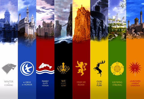 Art From Game Of Thrones - Sigils Of The 8 Kingdoms Of Westeros - Canvas Prints