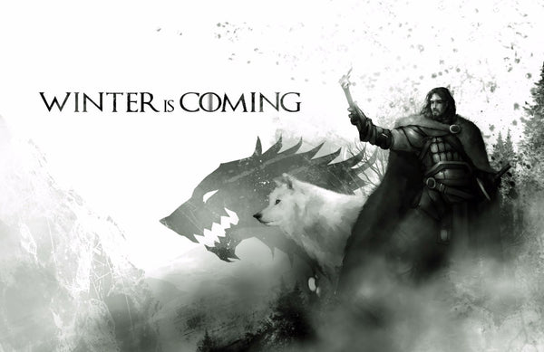 Art From Game Of Thrones - Winter Is Coming - Jon Snow And Ghost - Life Size Posters