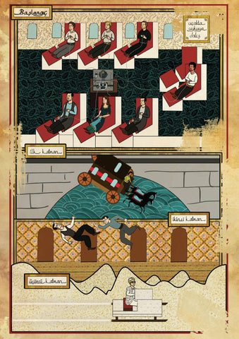 Art Movie Poster - Inception - Vintage Ottoman Miniature Style- Tallenge Hollywood Poster Collection by Tallenge Store