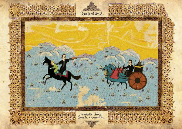 Art Movie Poster - Terminator - Vintage Ottoman Miniature Style- Tallenge Hollywood Poster Collection - Framed Prints
