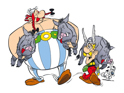 Asterix Obelix And Dogmatix - Boar - Canvas Prints by Joel Jerry
