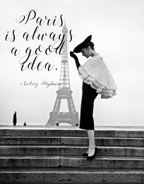 Audrey Hepburn - Paris Is Always A Good Idea - Tallenge Hollywood Poster Collection - Framed Prints
