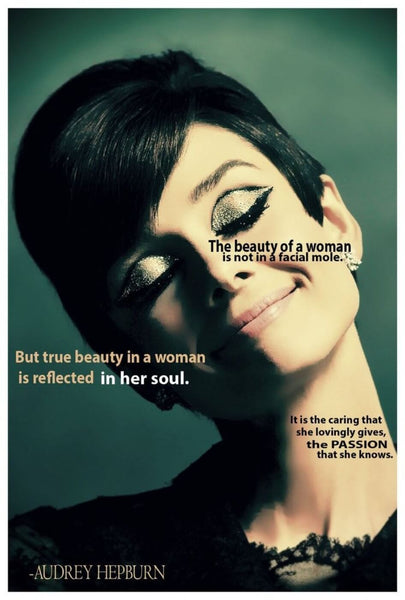 Audrey Hepburn Quote The Beauty Of A Woman – Inspirational quote - Framed Prints