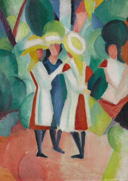 August Macke - Three Girls In Yellow Straw Hats by August Macke | Tallenge Store | Buy Posters, Framed Prints & Canvas Prints
