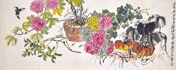 Autumn Flowers - Qi Baishi - Modern Gongbi Chinese Painting - Art Prints