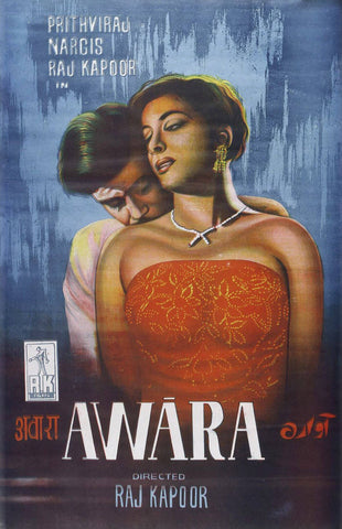 Awara - Raj Kapoor Nargis - Vintage Hindi Movie Poster - Art Prints by Tallenge Store
