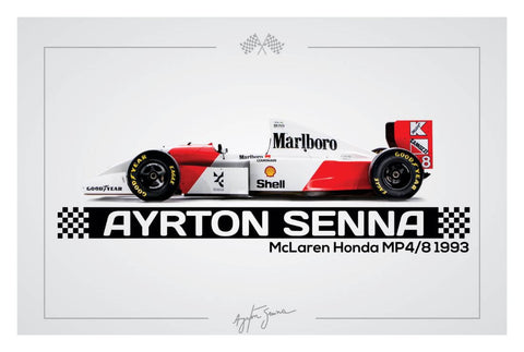 Ayrton Senna - Formula 1 Racing - Honda 1993 - Motosport Poster - Framed Prints