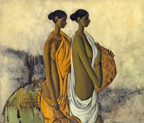 Village Women - Large Art Prints by B. Prabha