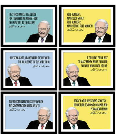 Warren Buffett - Set of 10 Framed Poster Paper - (12 x 17 inches)each by Tallenge Store