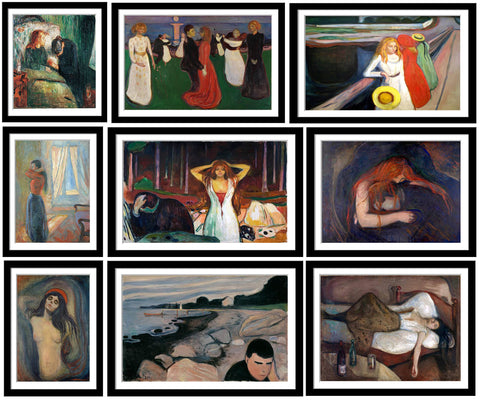 Edvard Munch - Set of 10 Framed Poster Paper - (12 x 17 inches)each
