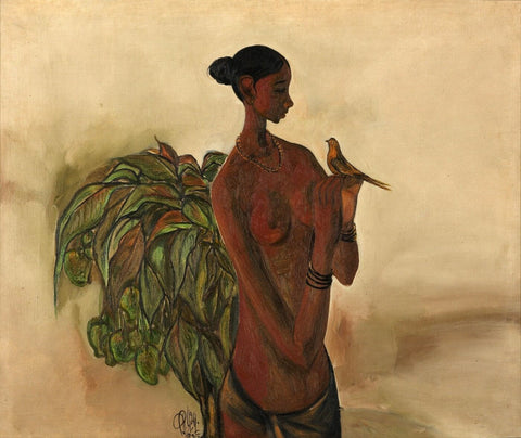 Adivasi Girl With Bird - Posters by B. Prabha