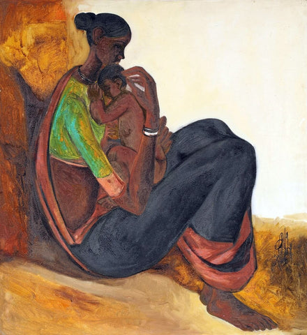 Untitled (Mother) - Canvas Prints by B. Prabha