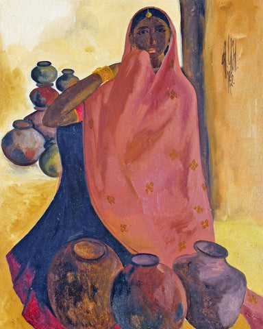 Untitled (Lady) - Canvas Prints by B. Prabha