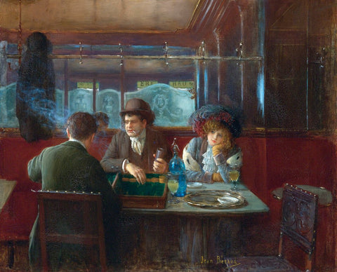 Backgammon At The Café (Backgammon au Café) - Jean Béraud Painting - Large Art Prints