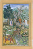Bahram Gur Sees A Herd Of Deer Mesmerized By Dilaram’ S MusicKhamsa (Quintet) - C.1570–1604 -  Vintage Indian Miniature Art Painting - Framed Prints