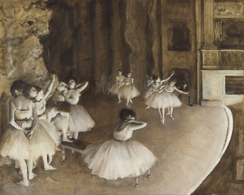 Ballet Rehearsal on Stage - Large Art Prints by Edgar Degas
