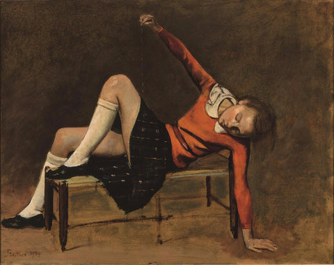 Therese on a Bench Seat - Framed Prints by Balthus