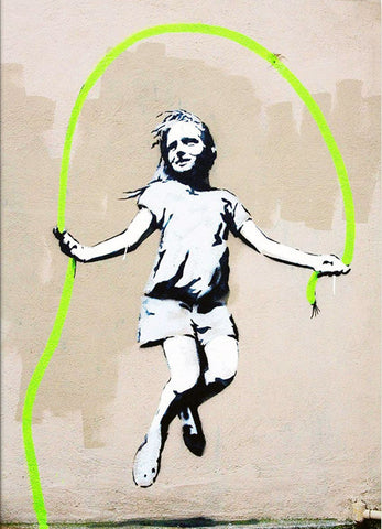 Girl Skipping Ropes – Banksy – Pop Art Painting - Framed Prints