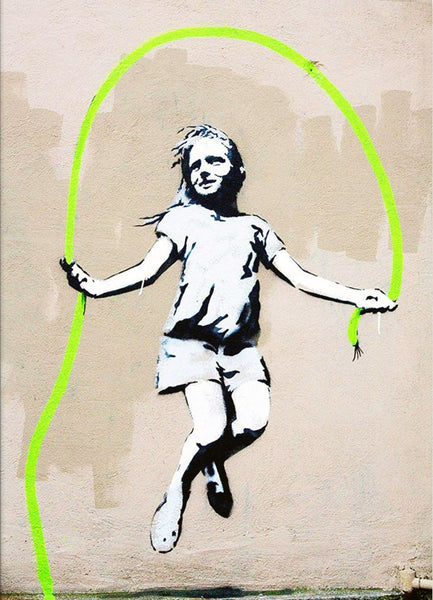 Girl Skipping Ropes – Banksy – Pop Art Painting - Canvas Prints