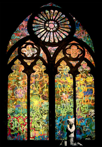 Stained Window Piece – Banksy – Pop Art Painting - Art Prints