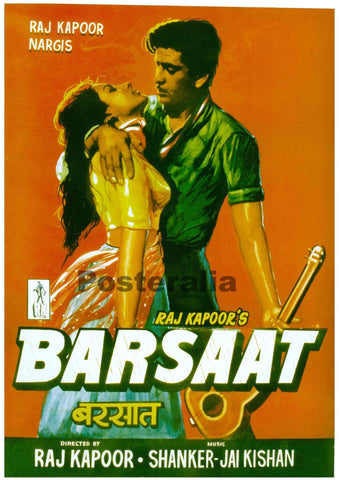 Barsaat - Raj Kapoor - Classic Hindi Movie Poster - Bollywood Collection - Large Art Prints by Tallenge Store