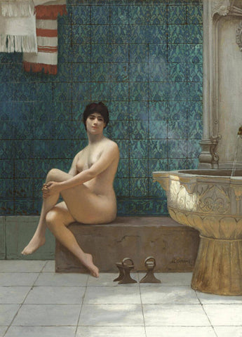 Bather at the Brousse Swimming Pool- Jean-Leon Gerome - Orientalism Art Painting by Jean Leon Gerome