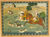 Baz Bahadur And Rupmati Hunting, Pahari - 19Th Century -  Vintage Indian Miniature Art Painting - Canvas Prints