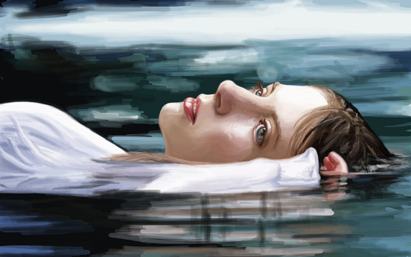 Beautiful Young Girl Laying In Water - Art Prints