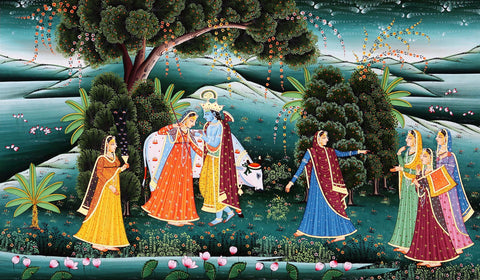 Beautiful Krishna Adorns His Beloved Radha - Canvas Prints