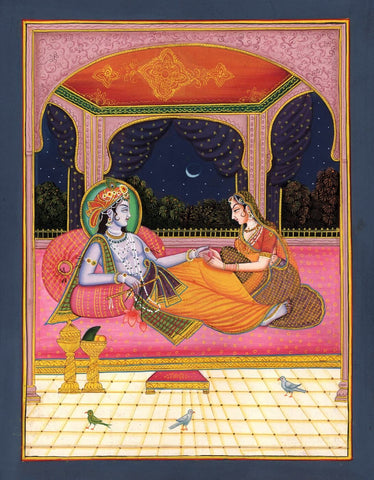 Beautiful Radha Krishna - Indian Painting - Framed Prints by Anonymous Artist