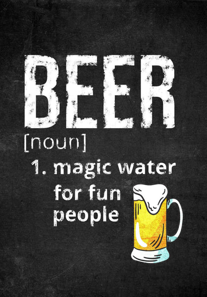 Beer - Magic Water For Fun People - Funny Beer Quote Chalkboard - Home Bar Pub Art Poster Gift - Framed Prints