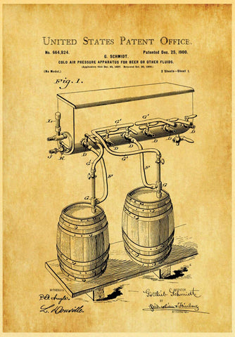 Beer Keg Patent Drawing - Home Bar Pub Art Poster - Framed Prints