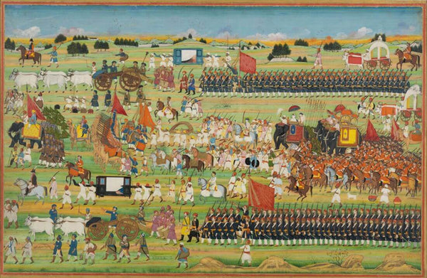 Begum Samru and Her Army - Vintage Indian Miniature Art c1805 - Posters