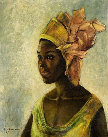 Chirstine Portrait - Ben Enwonwu - African Painting Masterpiece - Framed Prints