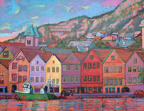 Bergen (Bryggen) Norway Painting by Tallenge Store
