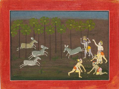 Bhagavata Purana Series -  C.1760 - 1765 -  Vintage Indian Miniature Art Painting - Life Size Posters by Miniature Vintage