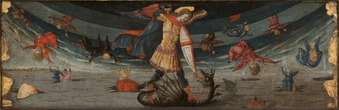 The Fall of The Rebel Angels with St Michael Fighting The Dragon - Neri di Bicci - Framed Prints