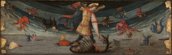 The Fall of The Rebel Angels with St Michael Fighting The Dragon - Neri di Bicci - Art Prints