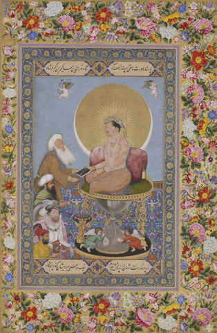 Bichitr, Jahangir Preferring A Sufi Shaikh To Kings - C.1569 - 1627 -  Vintage Indian Miniature Art Painting - Framed Prints