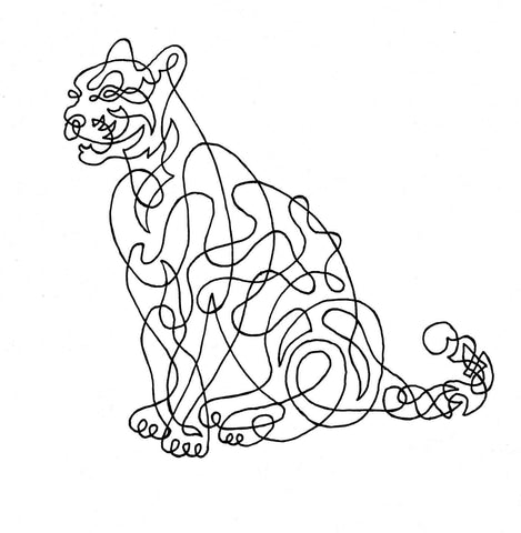 Big Cat - Minimalist Line Art Painting - Posters
