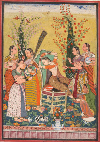 Bilawal Ragini - Ca. 1670- Vintage Indian Miniature Art Painting - Canvas Prints