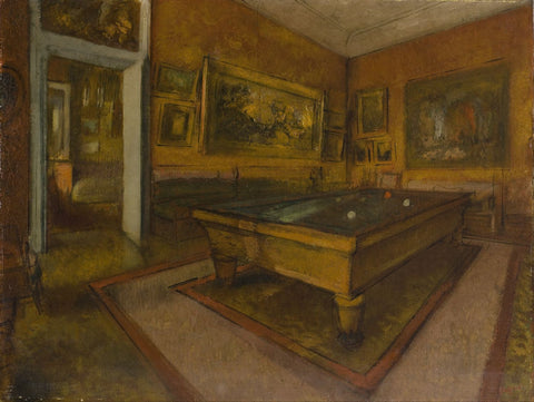 Billiard Room At Ménil-Hubert - Large Art Prints by Edgar Degas